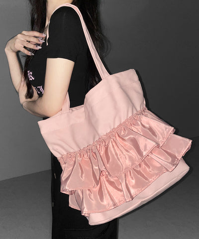 ティアードフリルBIGキャンバストートバッグ ／ tiered frill big canvas tote bag