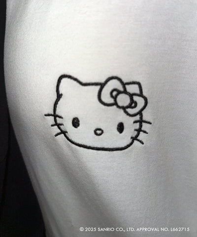 【 HELLO KITTY × me+em select 】ハローキティ刺繍長袖ビッグロンT ／ Hello Kitty embroidery big long sleeve T-Shirts【 セットアップ着用可能 】