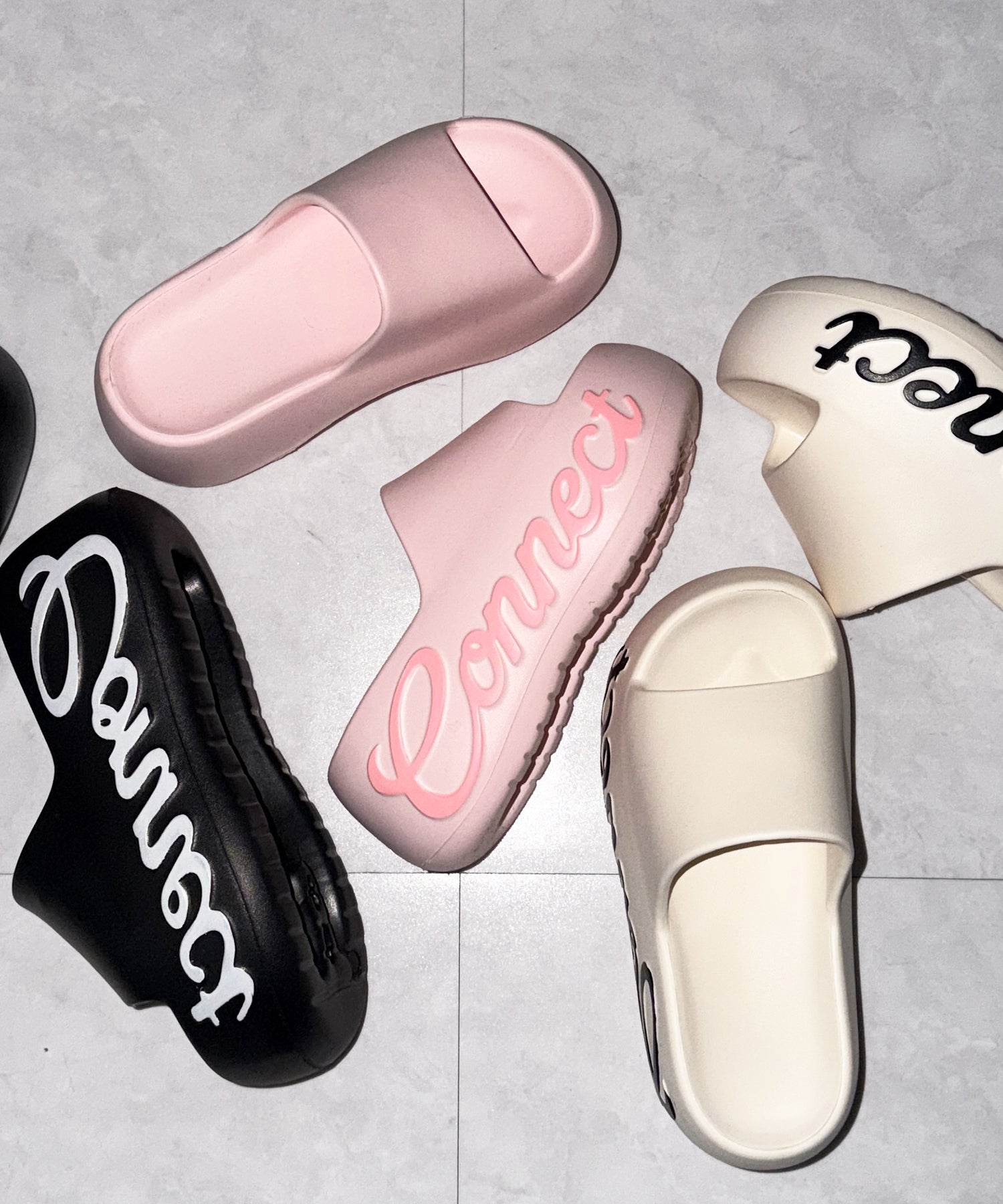 レタリングロゴ厚底スライドサンダル ／ lettering logo platform slide sandals
