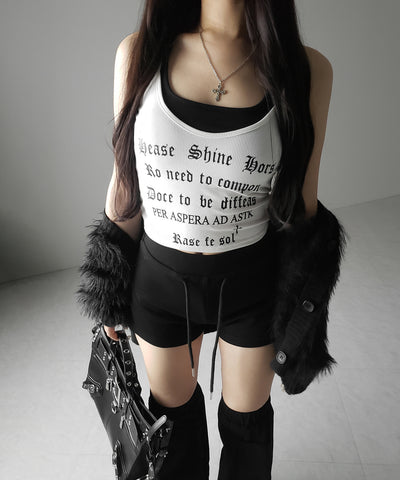 【 ２color 】グランジロゴレイヤードキャミソールトップス ／ grunge logo layered camisole tops