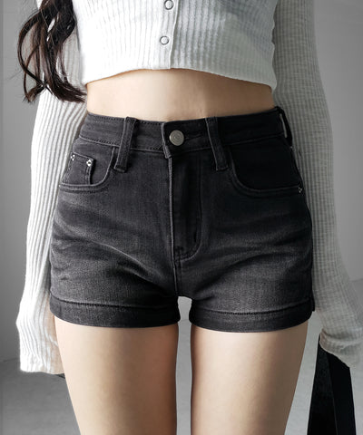 ハイウエストストレッチデニムタイトショートパンツ ／ high wast stretch denim tight short pants