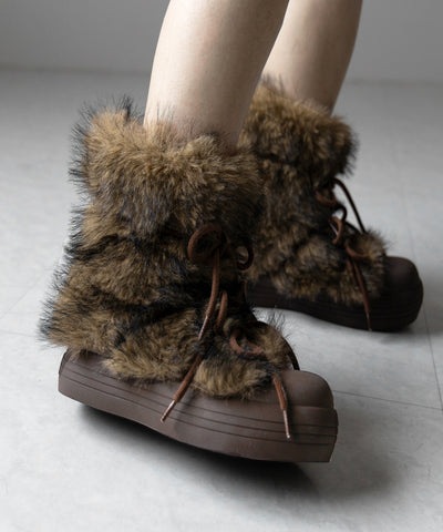 【 ２color 】ボリュームフェイクファーブーツ ／ volume fake fur boots