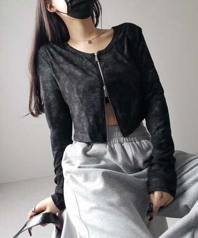 【 ２color 】ダブルジップヴィンテージカットソーカーディガン ／ double zip vintage cut sew cardigan