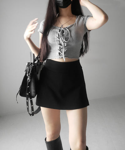 【 ２color ／ ３size 】サイドスリットレイヤードスウェットミニスカパン ／ side slit layered sweat mini skirt pants