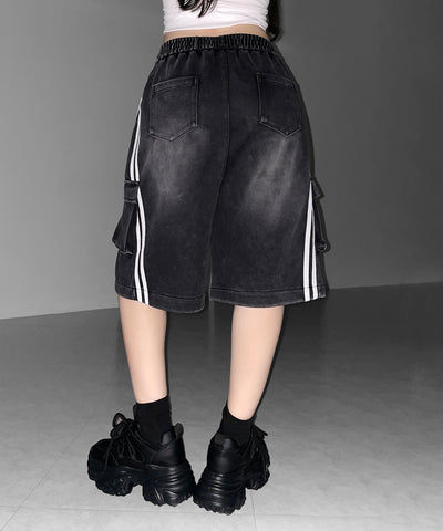 サイドラインヴィンテージワイドカーゴスウェットハーフパンツ / sideline vintage wide cargo sweat half pants