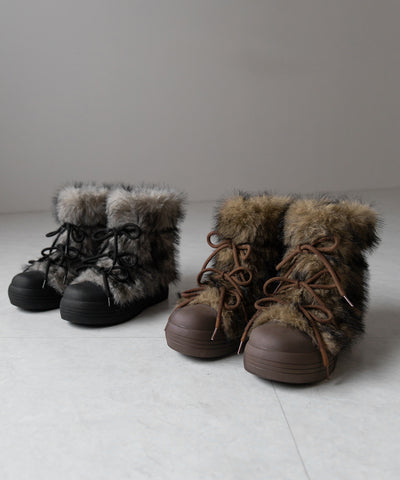 【 ２color 】ボリュームフェイクファーブーツ ／ volume fake fur boots