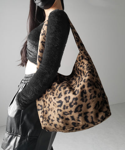 【 ２color 】レオパードワンハンドルショルダートートバッグ ／ leopard onehandle shoulder tote bag