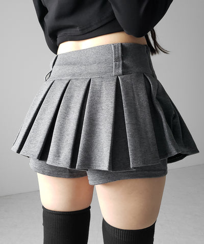 【 インパン裏地付 】プリーツスウェットマイクロミニスカパン ／ plests sweat micro mni skirt pants