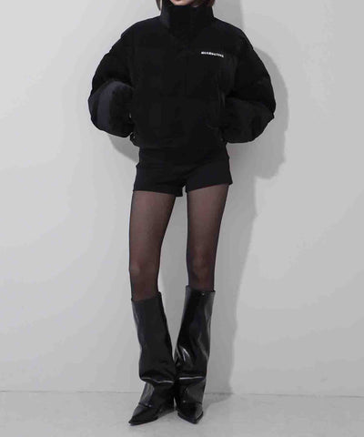 【 限定先行販売 】grunge logo embroidery short puff down jacket