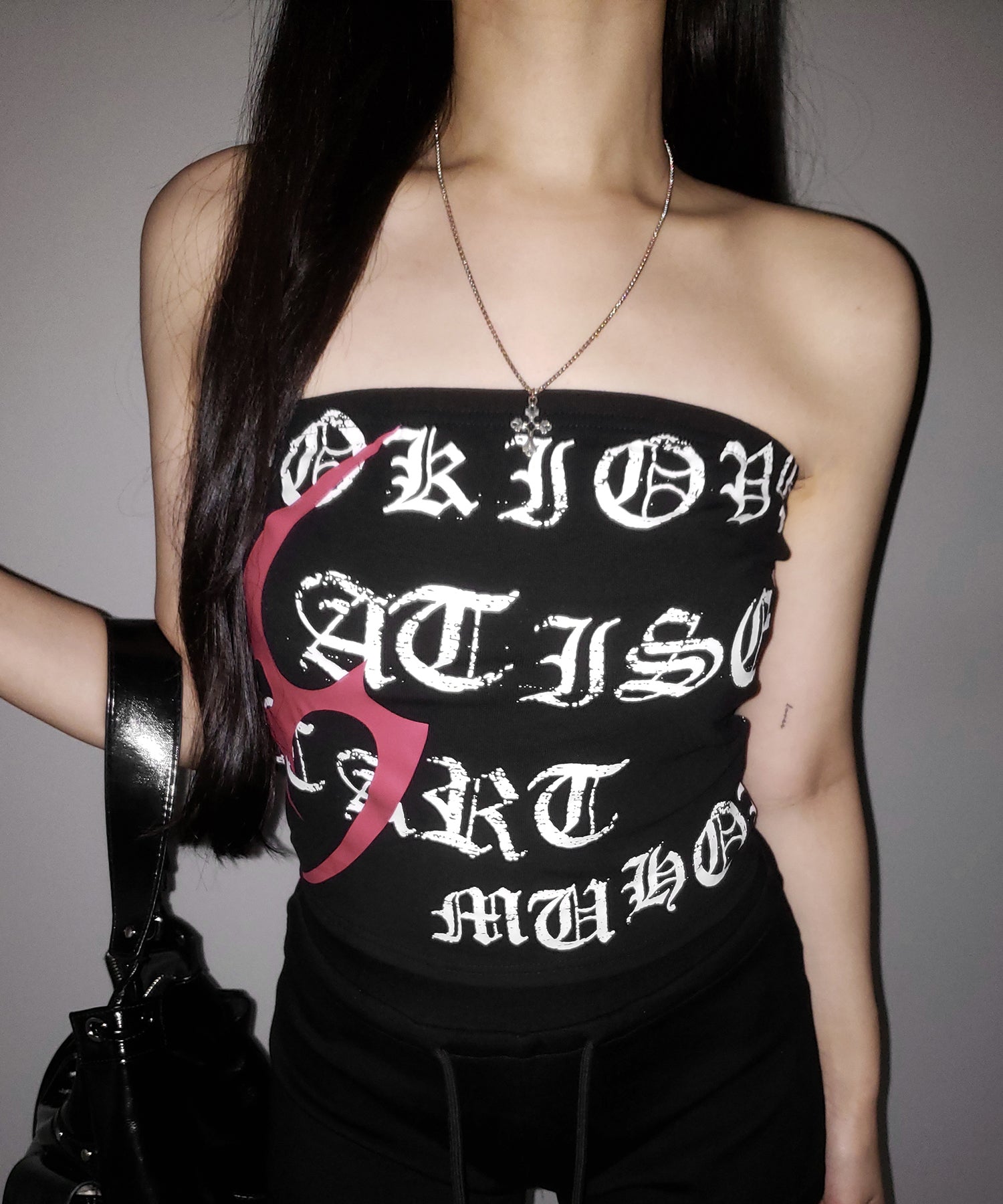 グランジロゴチューブベアトップ ／ grunge logo tube bare top