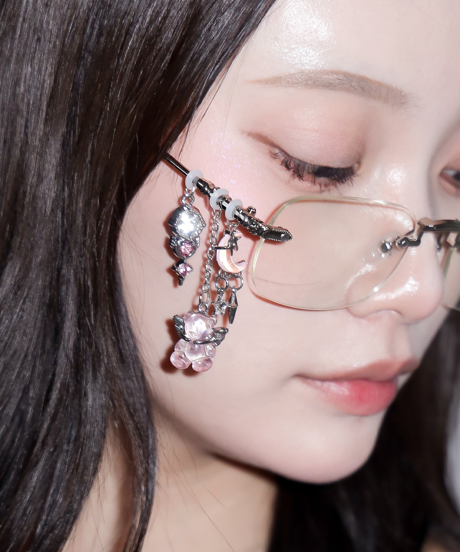 カスタムチャームリムレスメガネ ／custom charm rimless glasses