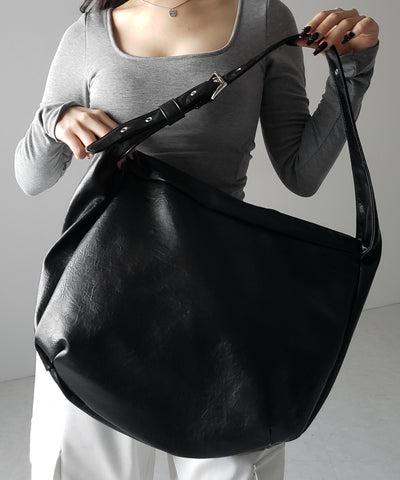 【 ２WAY ／ A4収納可 】ハトメデザインベルテッドワンハンドルショルダーバッグ ／ Eyelet design belted onehandle shoulder bag