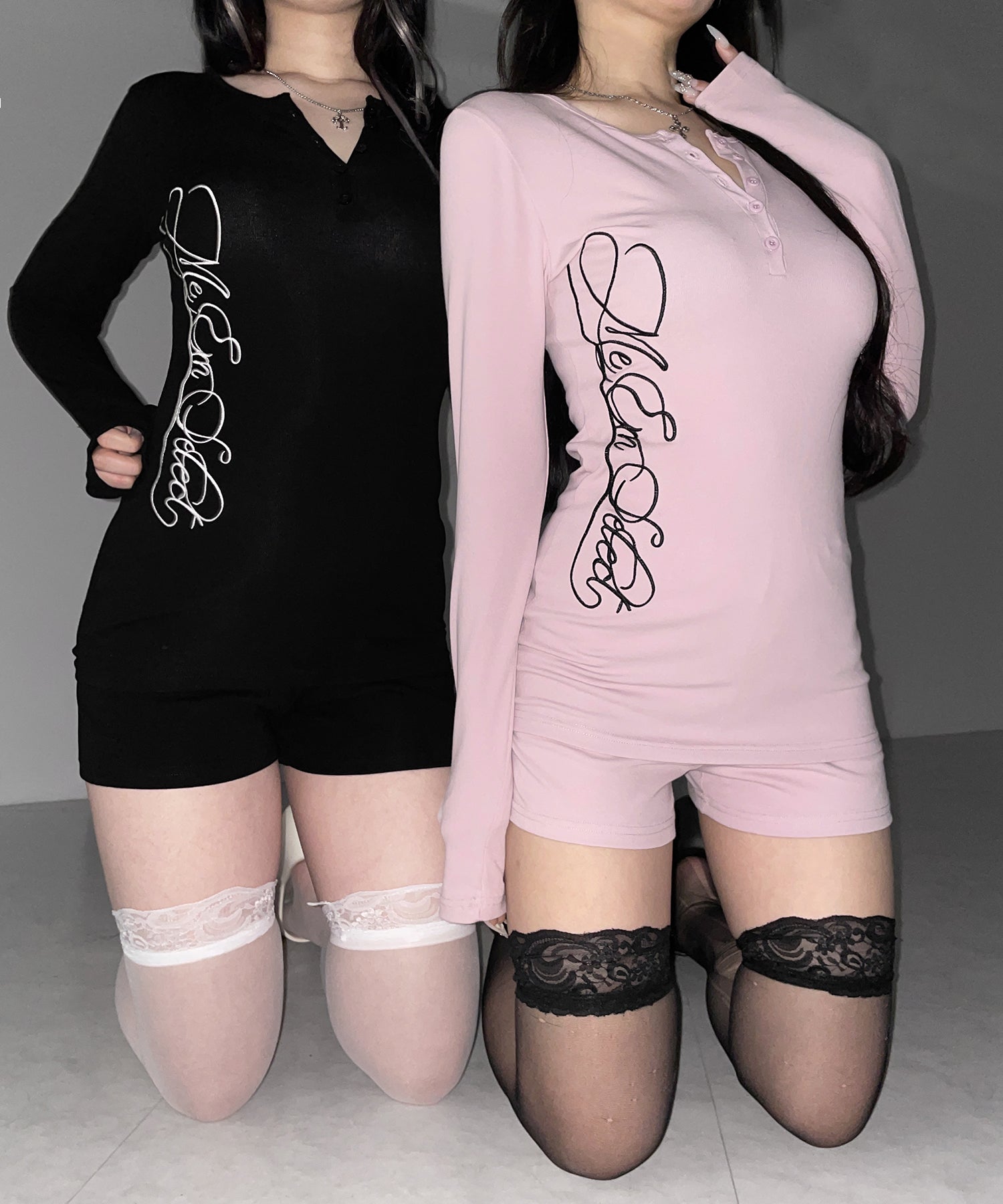 【 セットアップ 】レタリングロゴヘンリーネックトップス＆ショートパンツ SETUP ／ lettering logo henlyneck tops ＆ short pants