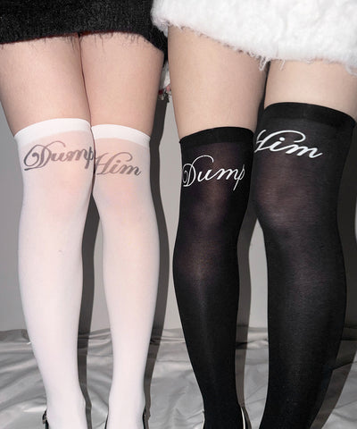 【 選べる３柄アソート 】レタリングロゴシアーニーハイソックス ／ lettering logo sheer knee high socks