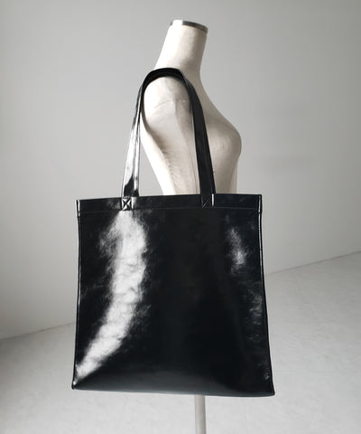 【 ２color ／ 大容量 】フェイクレザービッグスクエアトートバッグ ／ fake leather big square tote bag