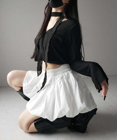 【 ２color ／ ２WAY 】チョーカーロングタイ付きショートシアーカーディガン ／ choker long tie set short sheer cardigan