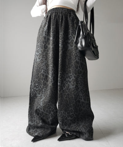 【 ２color 】ヴィンテージライクレオパードツイルワイドパンツ ／ vintage like leopard twill wide pants