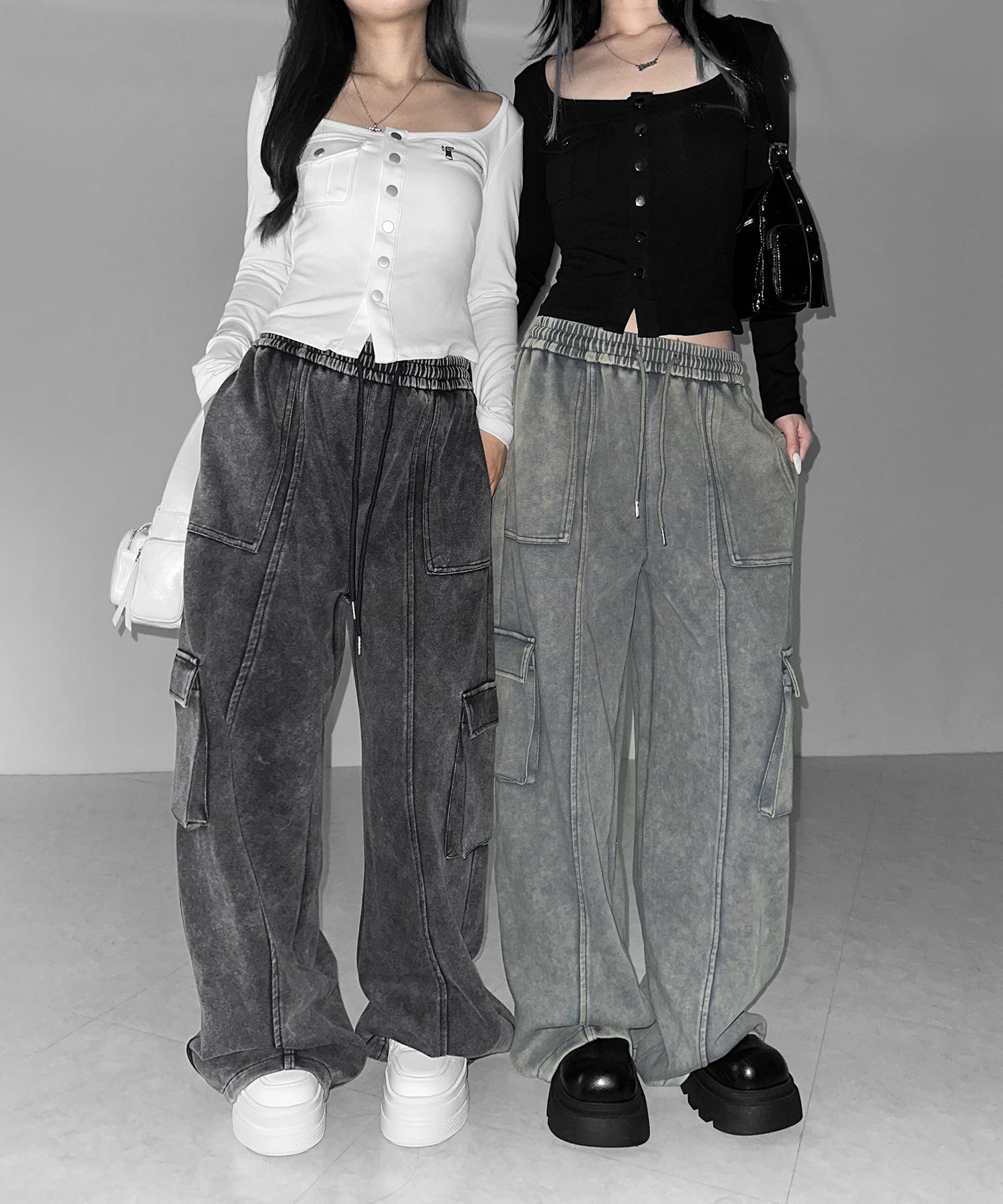 ピグメントヴィンテージヘビーワイドカーゴスウェットパンツ ／ pigment vintage heavy wide cargo sweatpants
