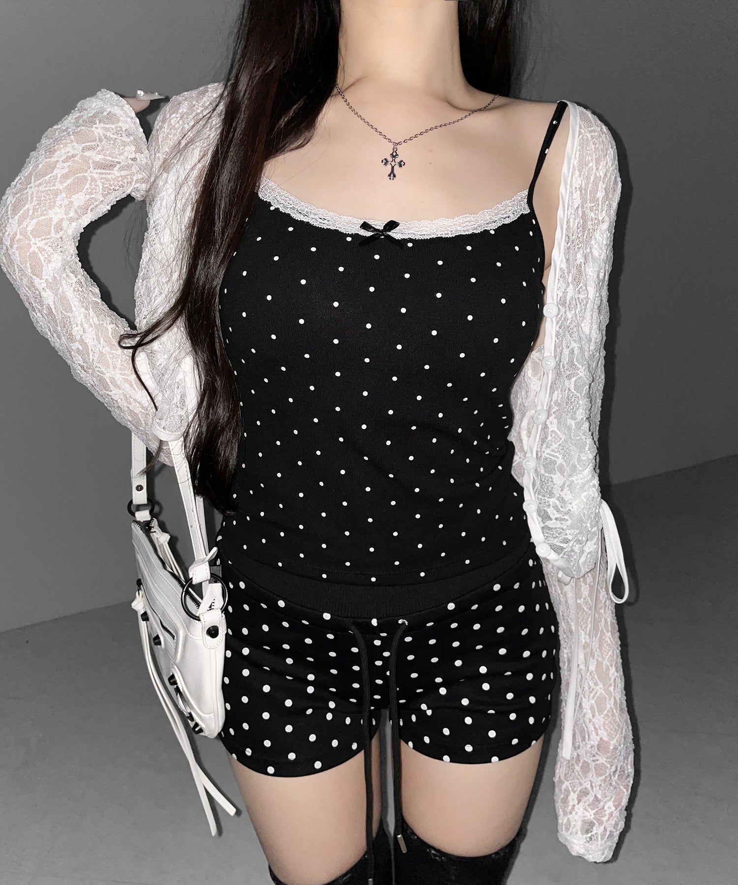 ミニリボンドットレースキャミソール ／ mini ribbon dot lace camisole