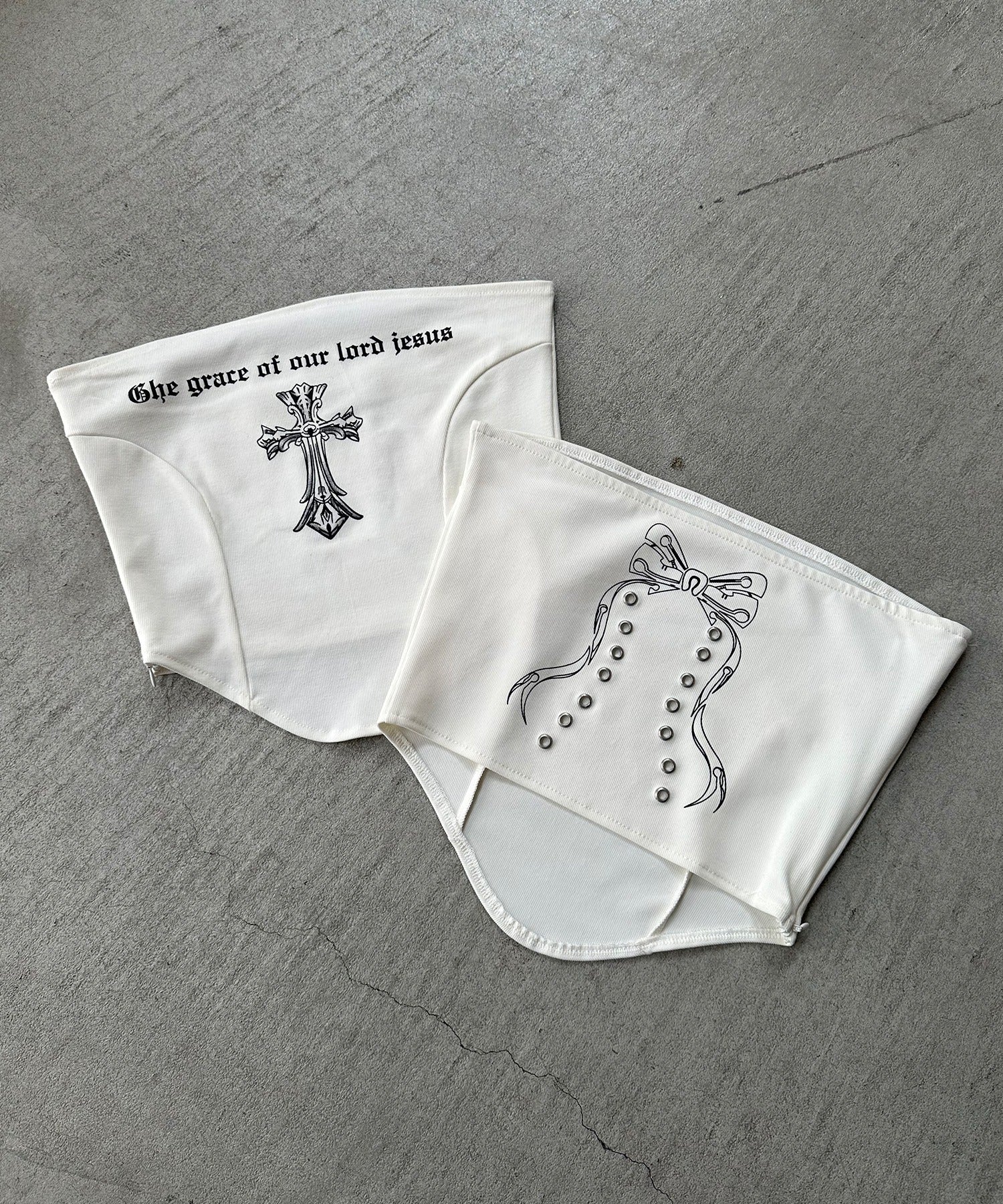 クロスグランジロゴベアトップス ／ cross grunge logo bare tops