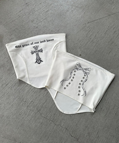 クロスグランジロゴベアトップス ／ cross grunge logo bare tops