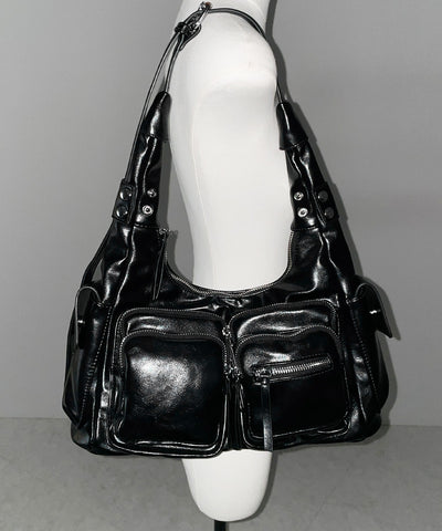 【 ２color 】ダブルジップアウトポケットヴィンテージボストンショルダーバッグ ／ double zip out pocket vintage boston shoulder bag
