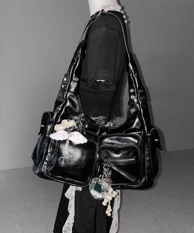 【 ２color 】ダブルジップアウトポケットヴィンテージボストンショルダーバッグ ／ double zip out pocket vintage boston shoulder bag