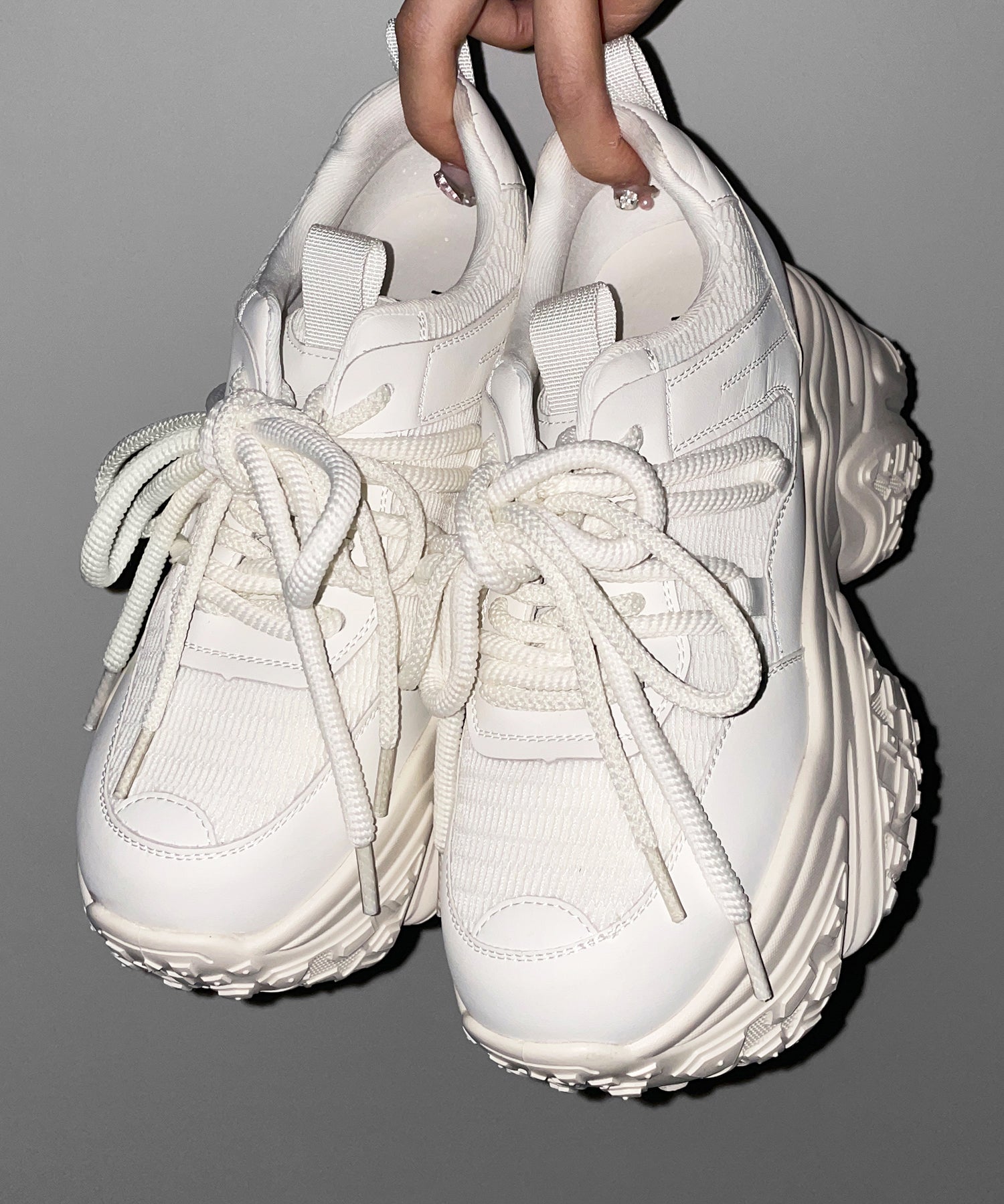 【 +10.5cm盛れ 】レースアップ厚底スニーカー ／ +10.5cm lace-up platform sneakers