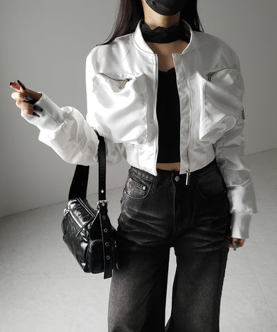 【 ２color 】アウトポケットジップアップショートブルゾン ／ out pocket zip up short blouson