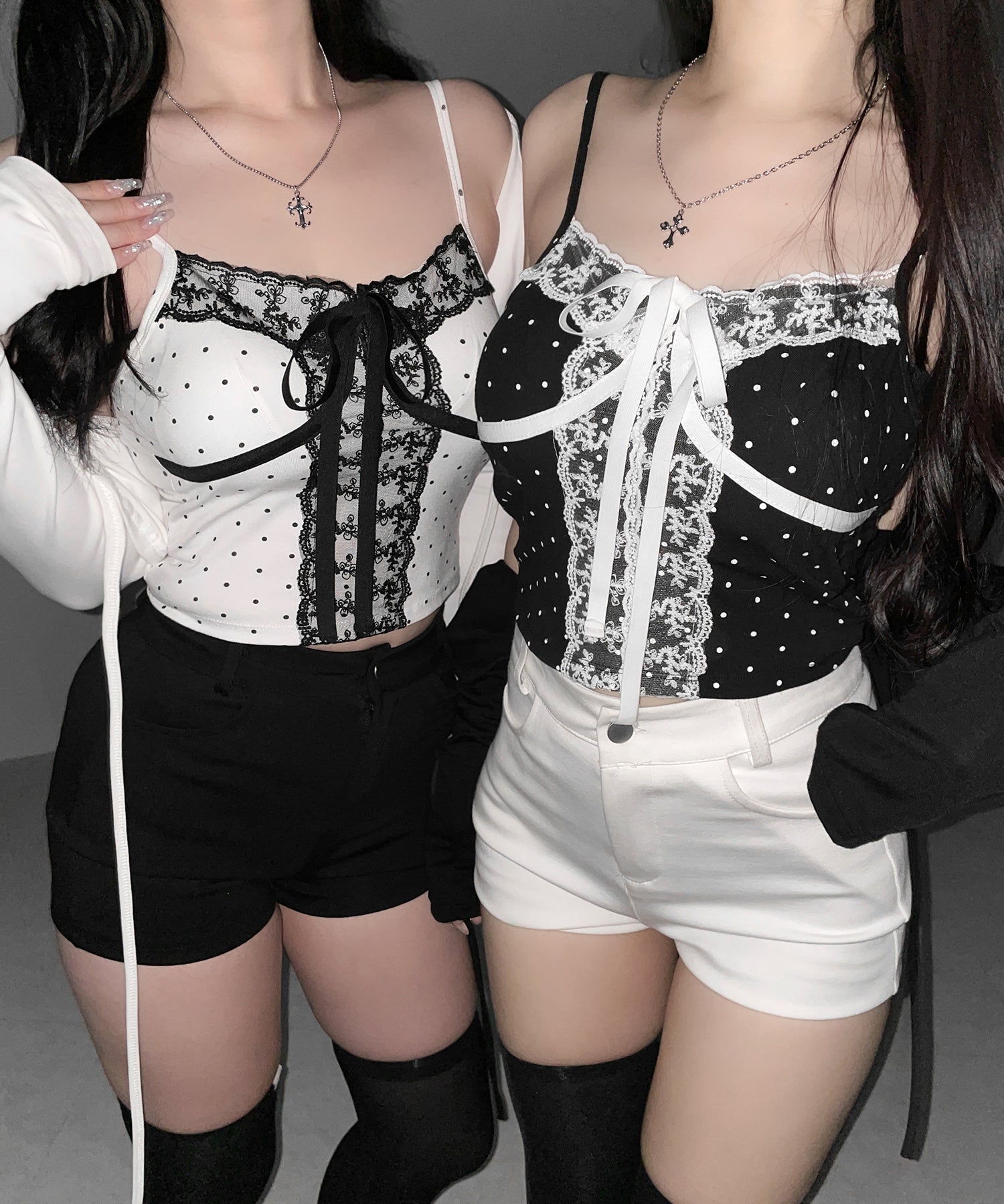レースドッキングドットリボンキャミソール ／ lace dockimg dot ribbon camisole