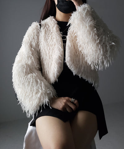 【 ４color 】ムードフェザーワイドスリーブショートカーディガン／ mood feather wide sleeve short cardigan
