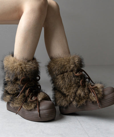 【 ２color 】ボリュームフェイクファーブーツ ／ volume fake fur boots