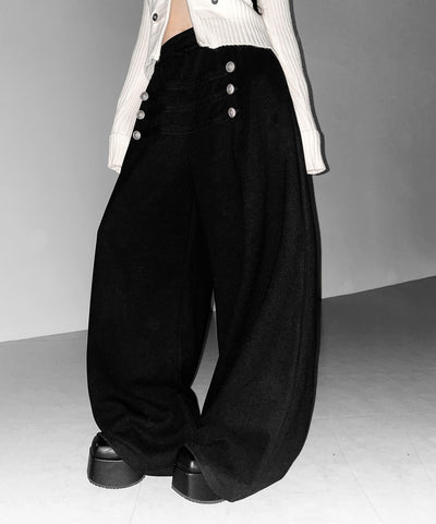 【 微起毛 】ナポレオンデザインボリュームワイドパンツ ／ napoleon design volume wide pants