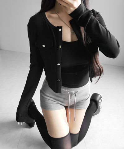 【 ２点セット 】アウトポケットカーディガン ＋ キャミソールセット ／ ( 2piece set ) out pocket cardigan + camisole SET