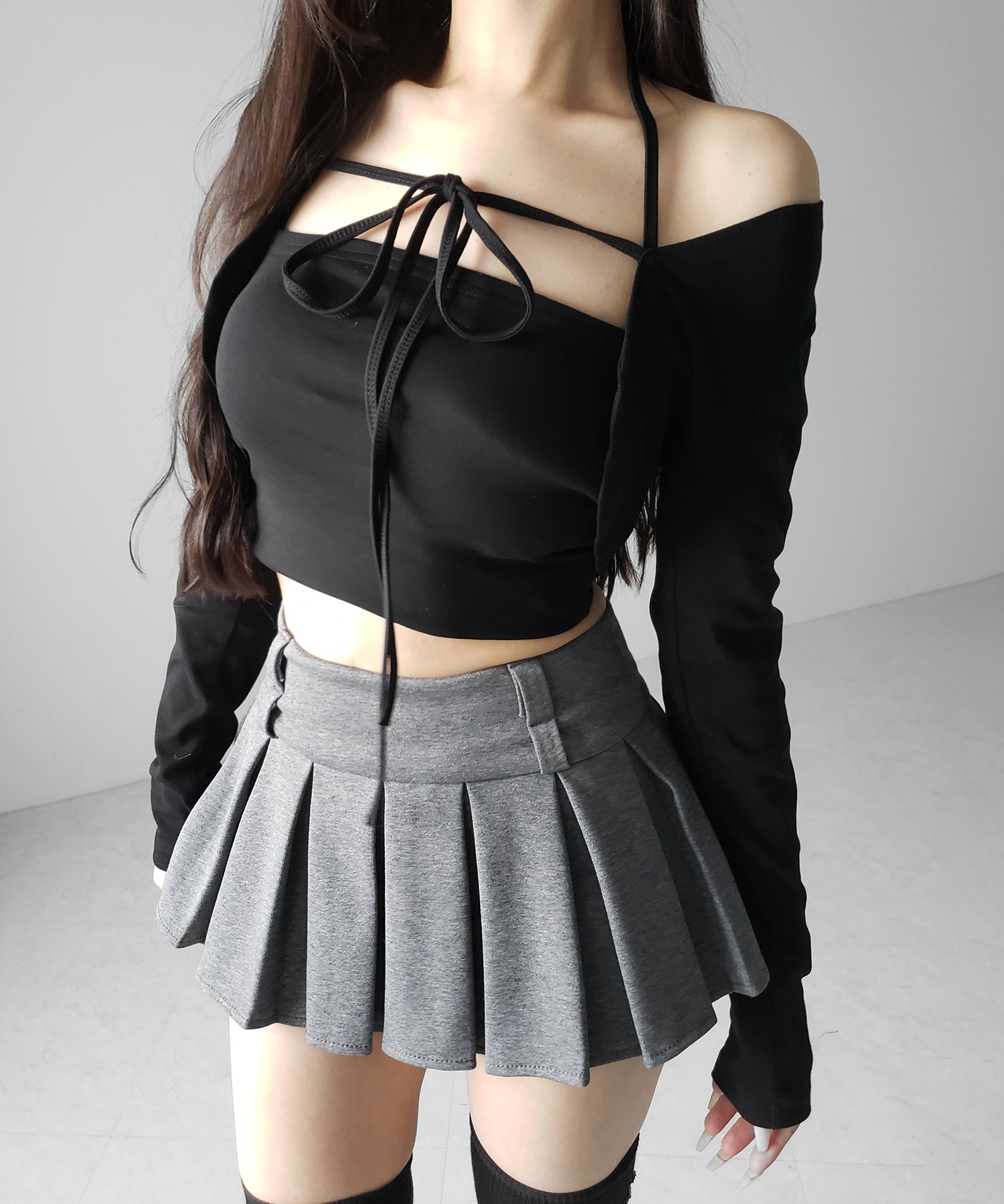 【 インパン裏地付 】プリーツスウェットマイクロミニスカパン ／ plests sweat micro mni skirt pants