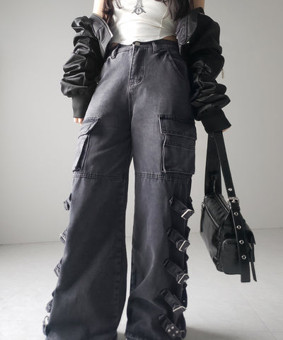 【 ４size 】ヴィンテージサイドベルテッドカーゴデニム ／ vintage side belted cargo denim