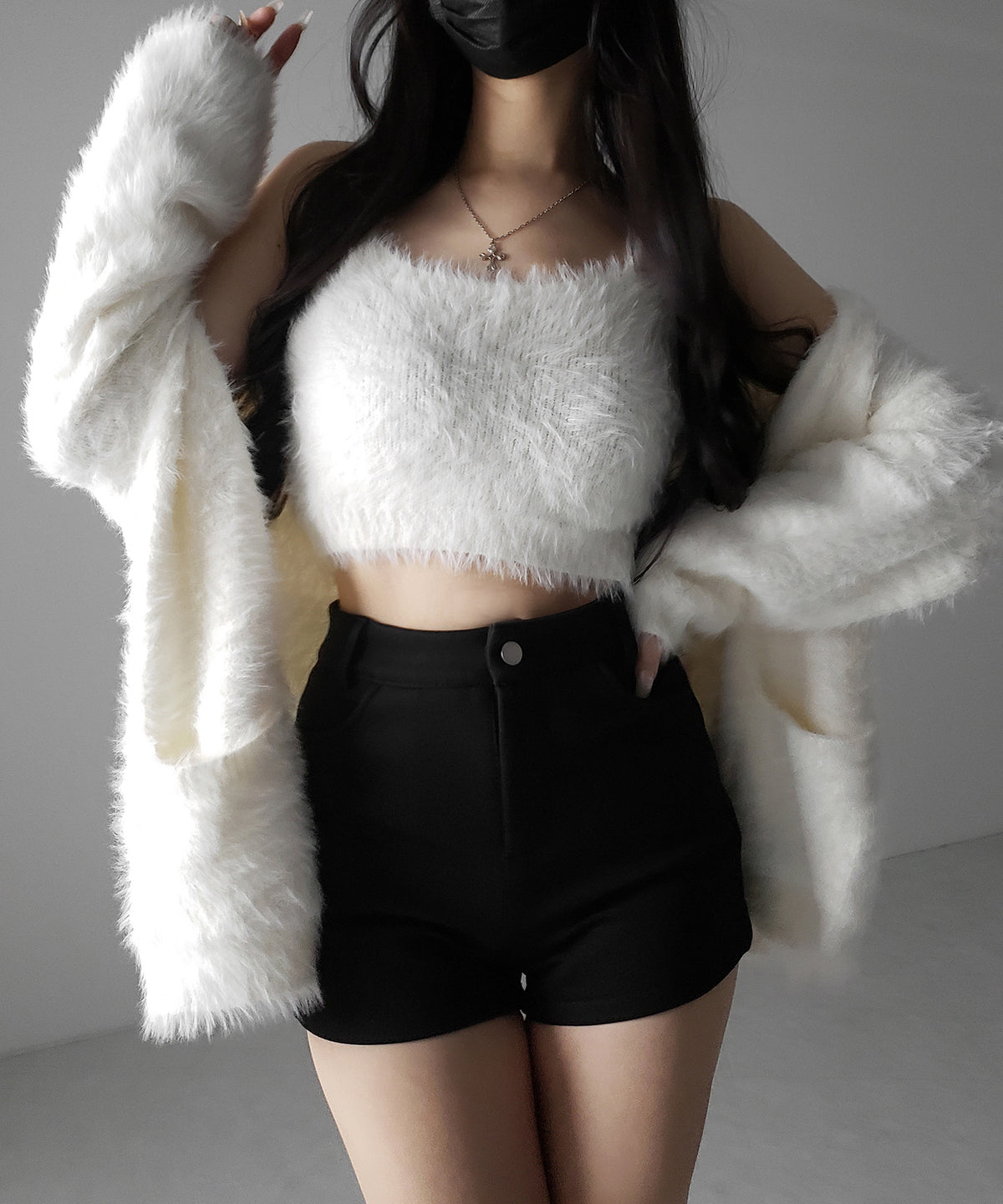 裏起毛ハイウエストタイトスパンショートパンツ ／ urakimo high waist tight span short pants