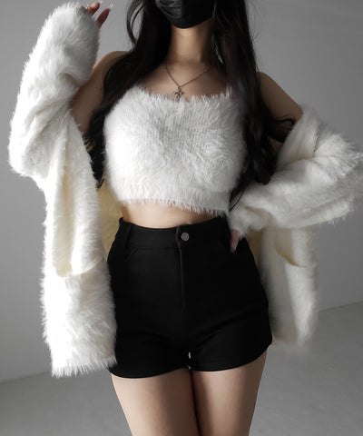裏起毛ハイウエストタイトスパンショートパンツ ／ urakimo high waist tight span short pants