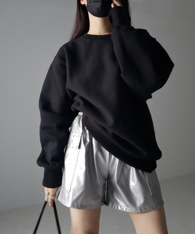 【 ２color ／ ３size 】ドローコードフェイクレザーカーゴショートパンツ