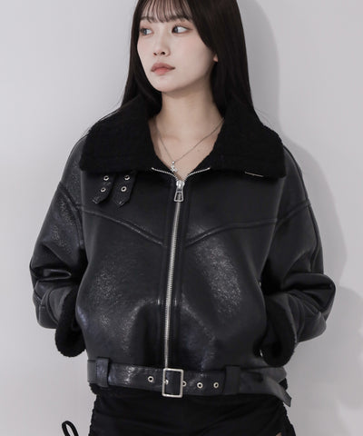 B-3ヴィンテージレザーボアムートンジャケット ／ B-3 vintage leather boa mouton jacket
