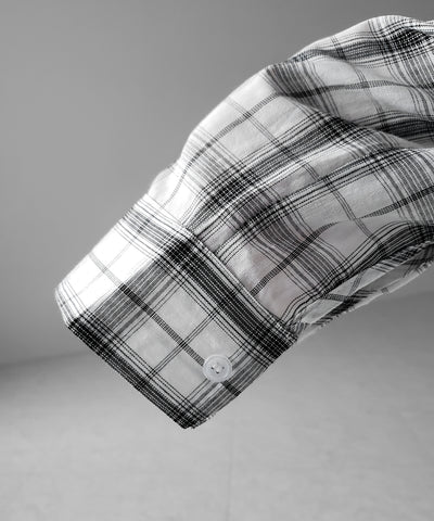 ビッグシルエットブラックシアーチェックシャツ ／ big silhouette black sheer check shirt