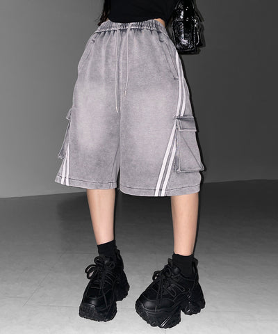 サイドラインヴィンテージワイドカーゴスウェットハーフパンツ / sideline vintage wide cargo sweat half pants