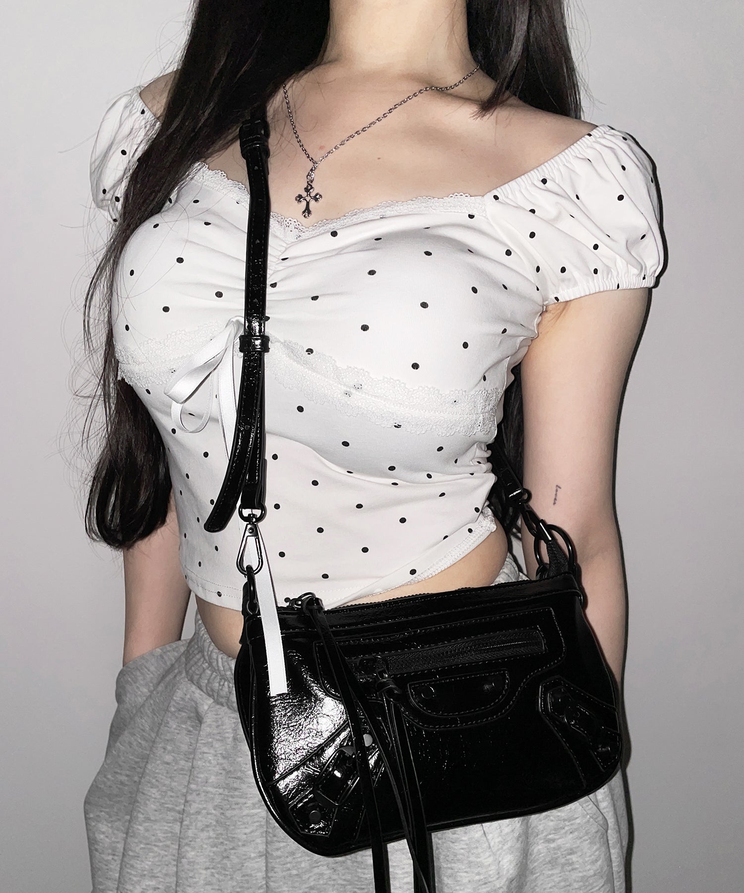 【 ショルダーストラップ付き２WAY 】ヴィンテージライクグランジミニハンドバッグ／ vintage like grunge mini hand bag