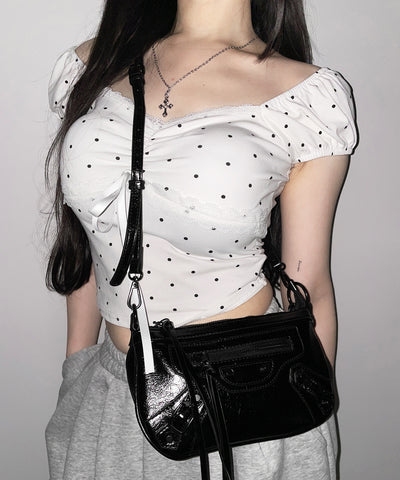【 ショルダーストラップ付き２WAY 】ヴィンテージライクグランジミニハンドバッグ／ vintage like grunge mini hand bag