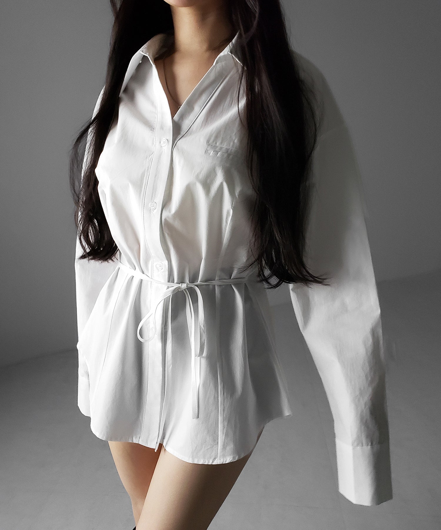 ストラップリボンレディフレアシャツ ／ strap ribbon lady flare shirts