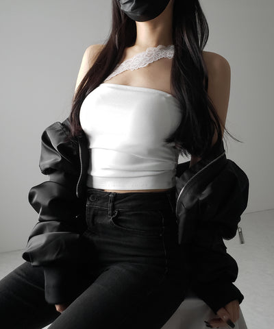 【 ２color ／ カップ付 】ナナメレーススクエアキャミソール ／ naname lace square camisole