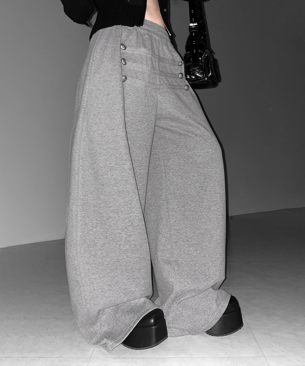 【 微起毛 】ナポレオンデザインボリュームワイドパンツ ／ napoleon design volume wide pants