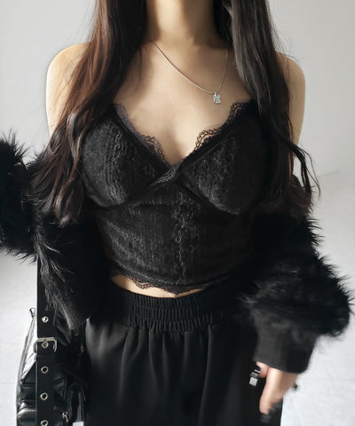 【 カップ付き 】シャギーファーショートビスチェキャミソール ／ shaggy fur short bustier camisole
