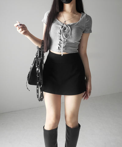 【 ２color ／ ３size 】サイドスリットレイヤードスウェットミニスカパン ／ side slit layered sweat mini skirt pants