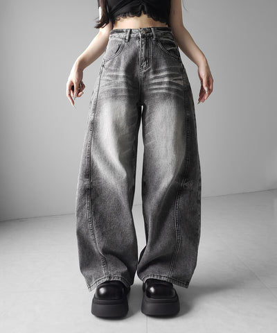 【 ３size 】ヴィンテージブラックウォッシュバルーンデニム ／ Vintage black wash balloon denim